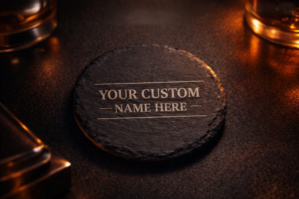 Custom Engraved Slate Coaster – Personalised Gin Lab Edition